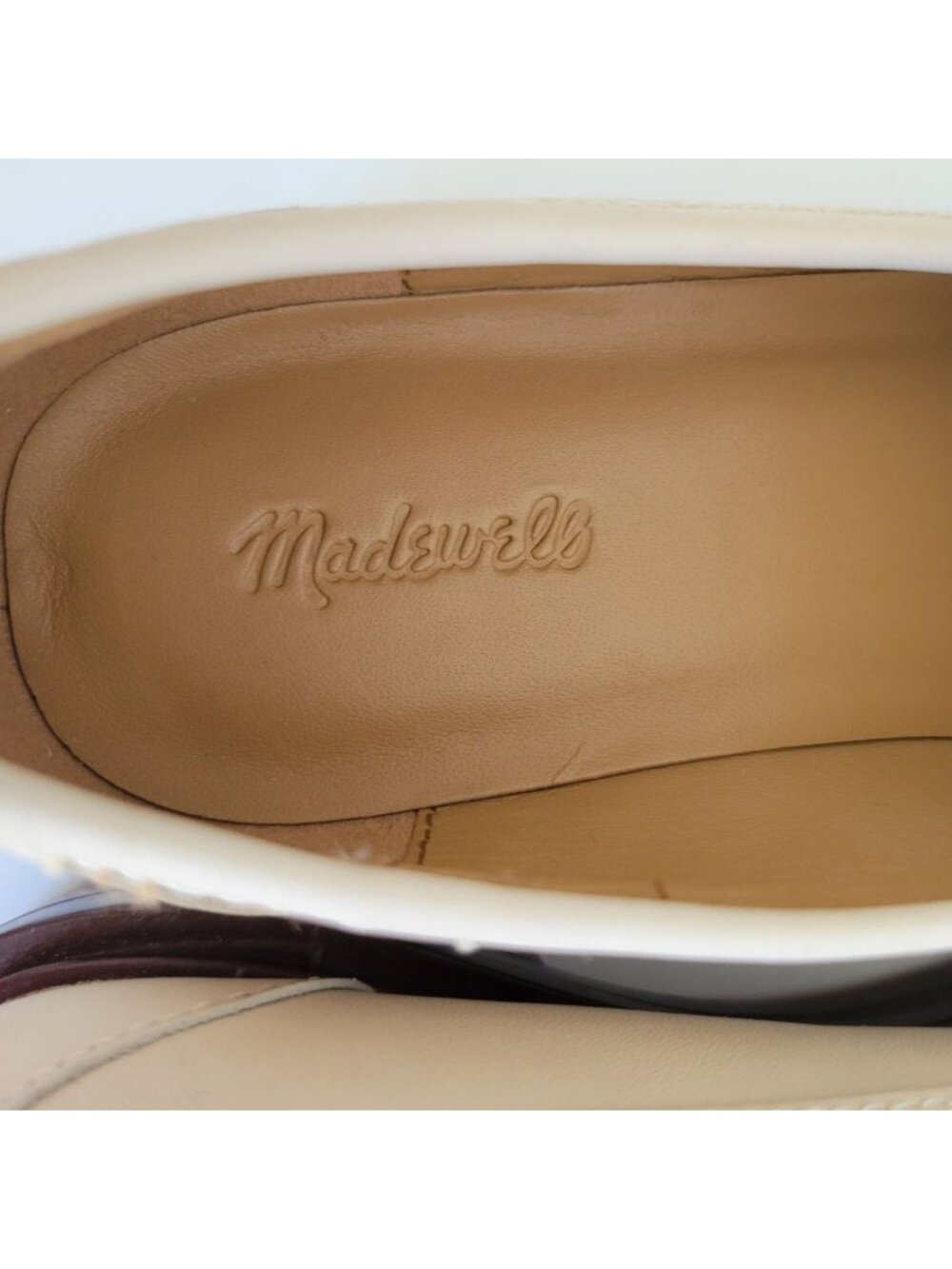 Madewell Women Vernon Ecru Cream Leather Penny loafer size 7 Chunky Preppy - Picture 4 of 8